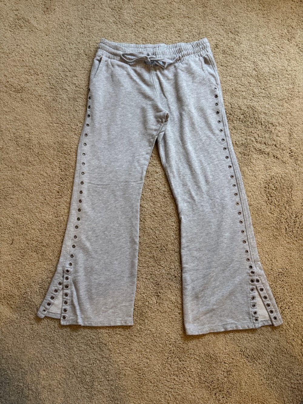 David Lerner Light Gray Eyelet-Trim Sweatpants